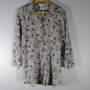 Cabi Sheer floral 3/4 slv blouse As S